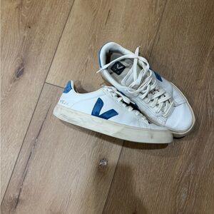 Veja Men's White Sneakers with Blue Accents